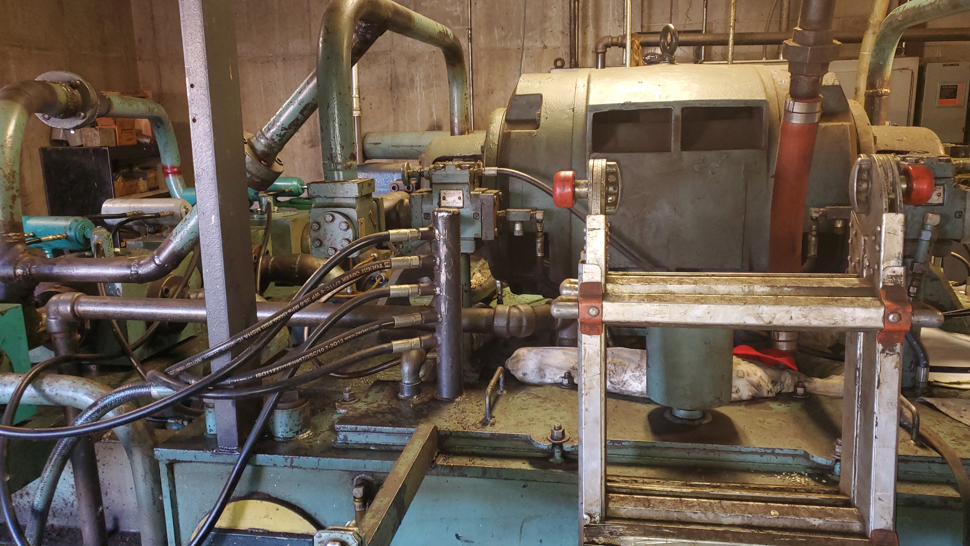 Hydraulic control equipment and piping in industrial control room
